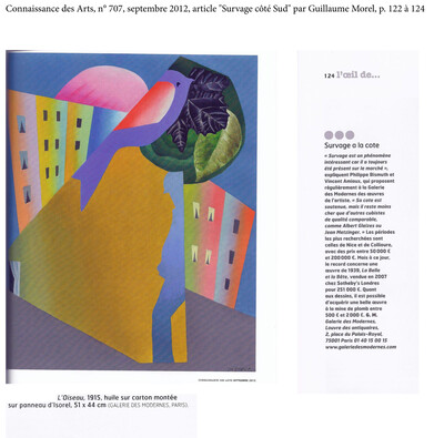 Press review "Survage côté Sud" by Guillaume Morel, pp. 122 - 124 