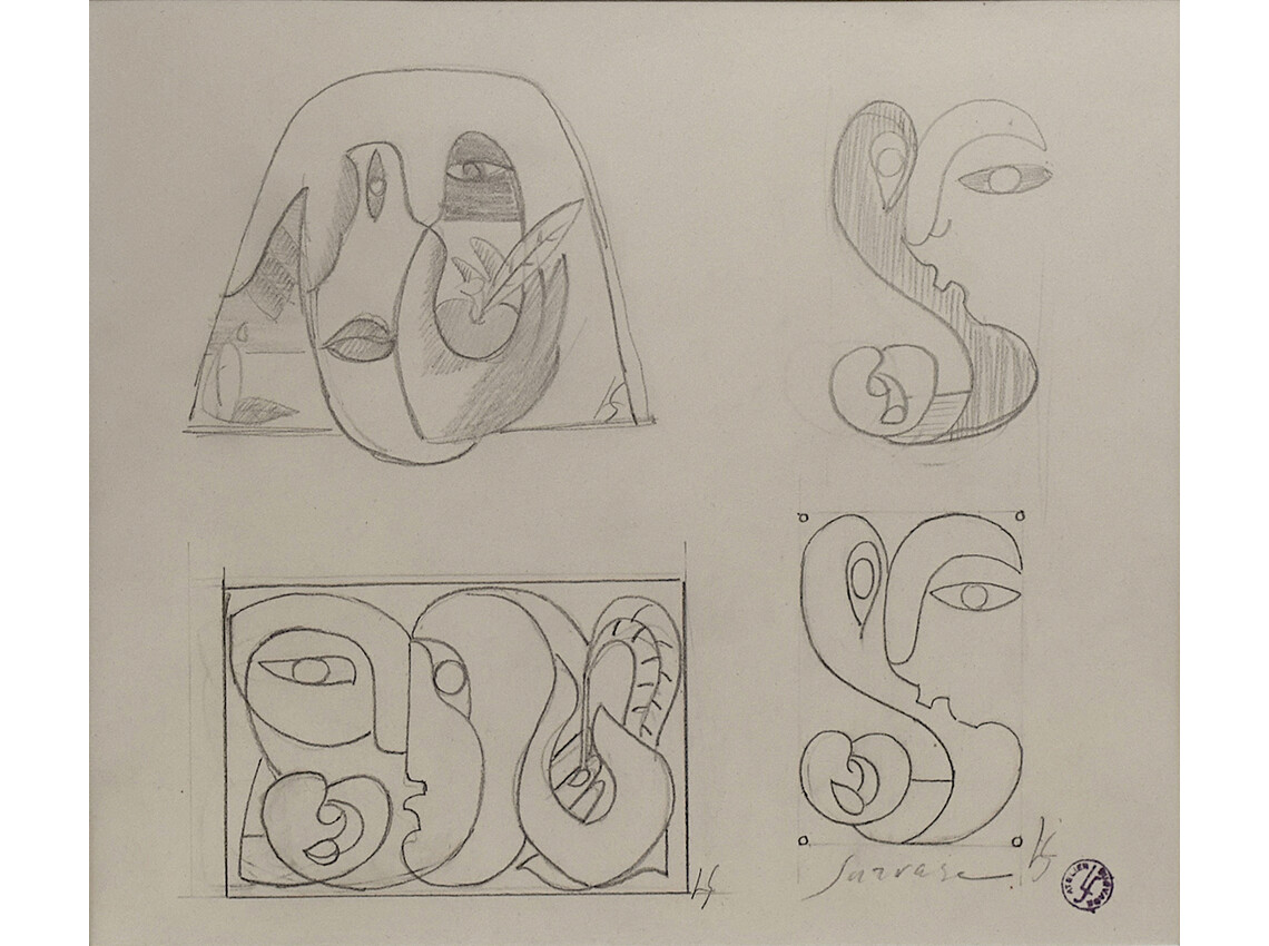 Quatre études pour Visage à la Pomme